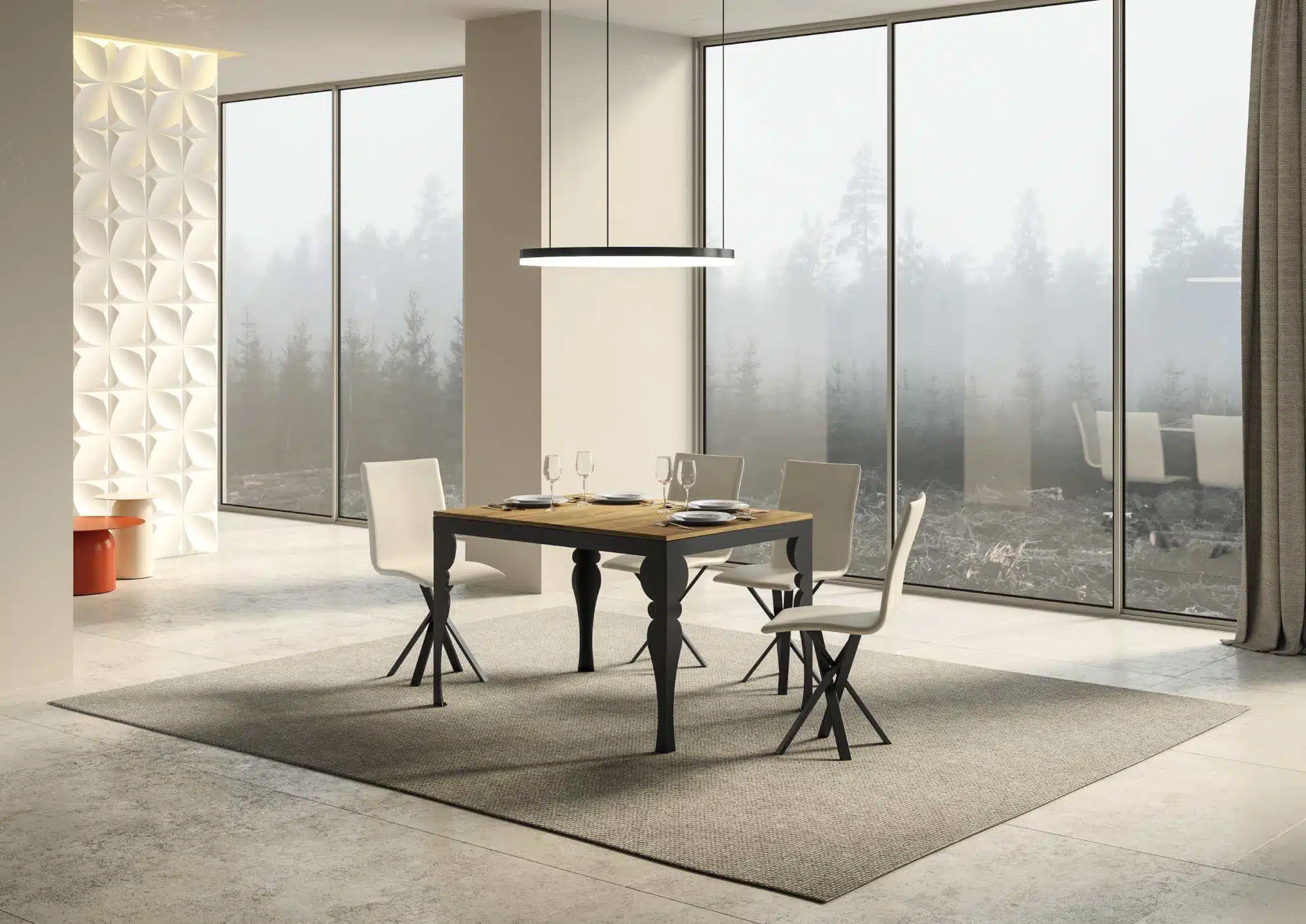 Tavolo allungabile 120/380x90 cm Paxon Evolution quercia natura telaio e gambe antracite - immagine 2