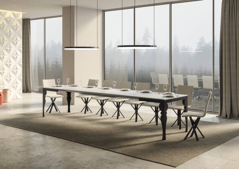 Tavolo allungabile 180/440x90 cm Paxon Evolution bianco frassino telaio e gambe antracite - immagine 4
