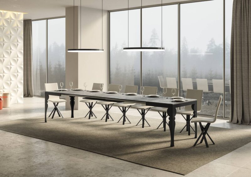 Tavolo allungabile 180/440x90 cm Paxon Evolution cemento telaio e gambe antracite - immagine 4