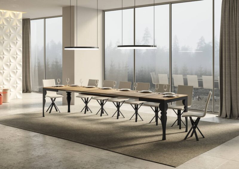 Tavolo allungabile 180/440x90 cm Paxon Evolution quercia natura telaio e gambe antracite - immagine 4