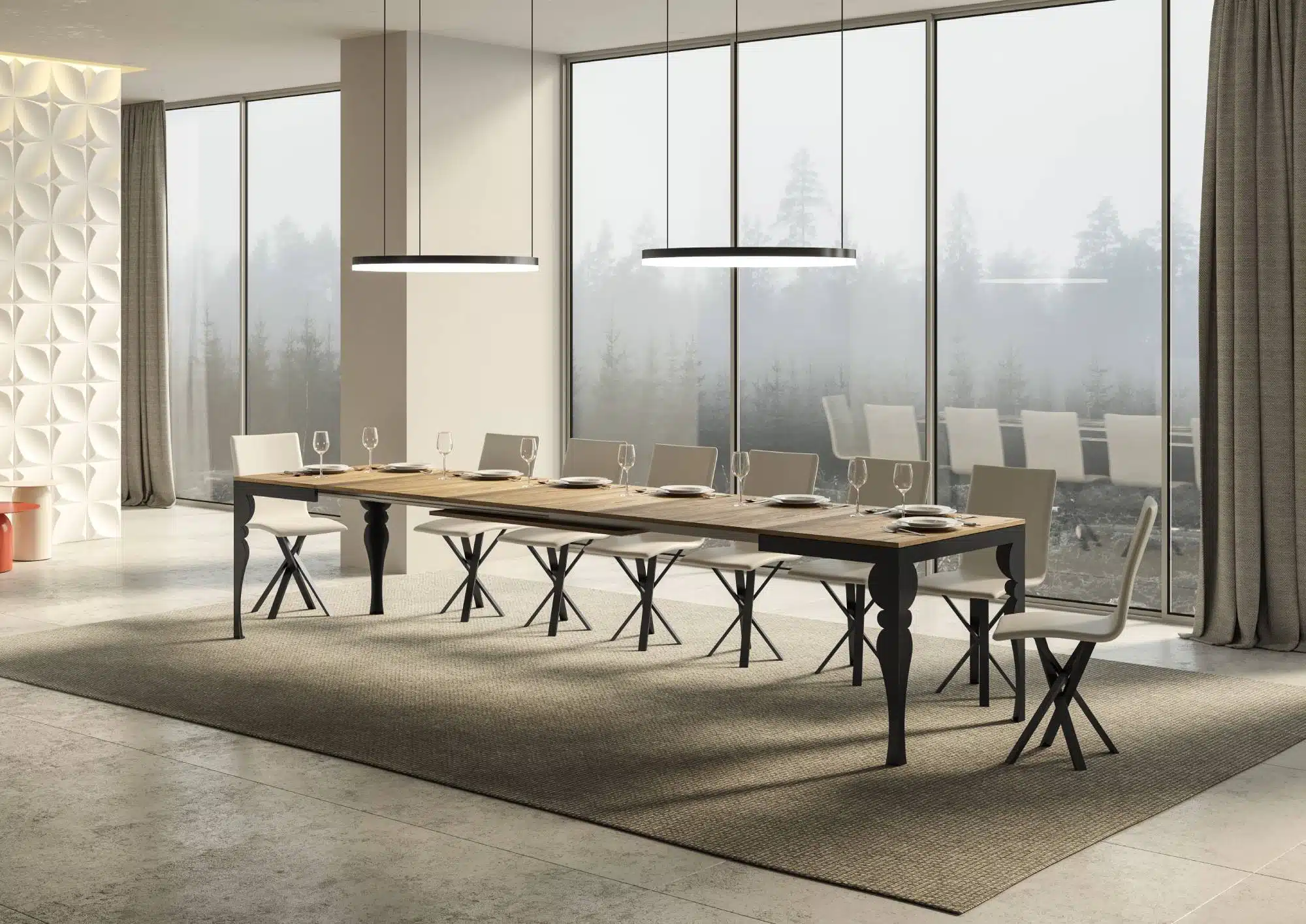 Tavolo allungabile 120/380x90 cm Paxon Evolution quercia natura telaio e gambe antracite - immagine 4