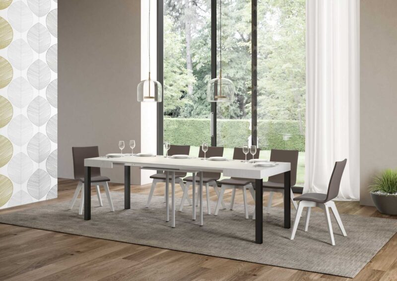 Tavolo allungabile 90/246x90 cm Everyday bianco frassino gambe antracite - immagine 3