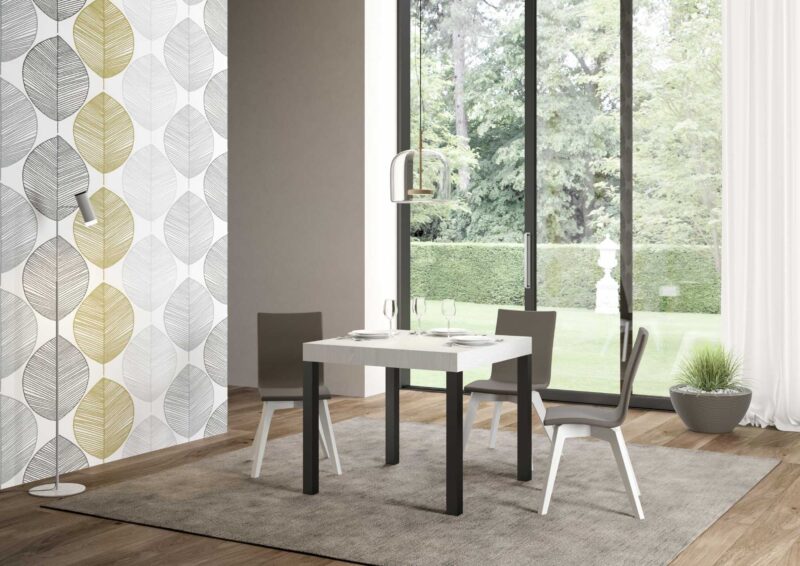 Tavolo allungabile 90/246x90 cm Everyday Premium bianco frassino gambe antracite - immagine 2