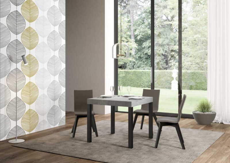 Tavolo allungabile 90/246x90 cm Everyday Premium cemento gambe antracite - immagine 2