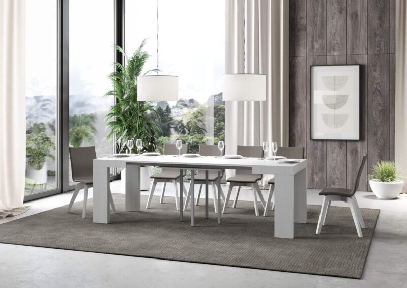 Tavolo allungabile 90/246x90 cm Roxell bianco frassino - immagine 3