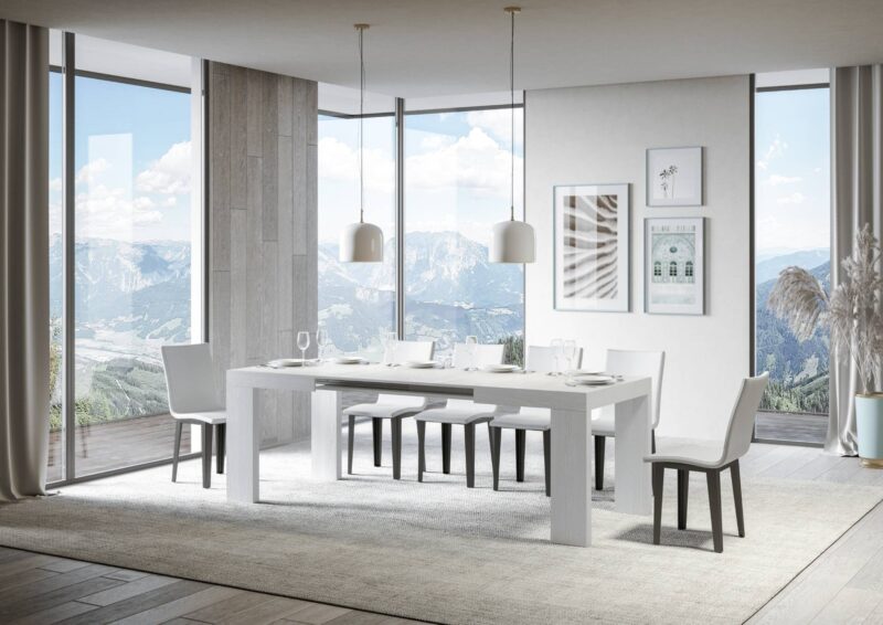 Tavolo allungabile 120/380x90 cm Roxell bianco frassino - immagine 3