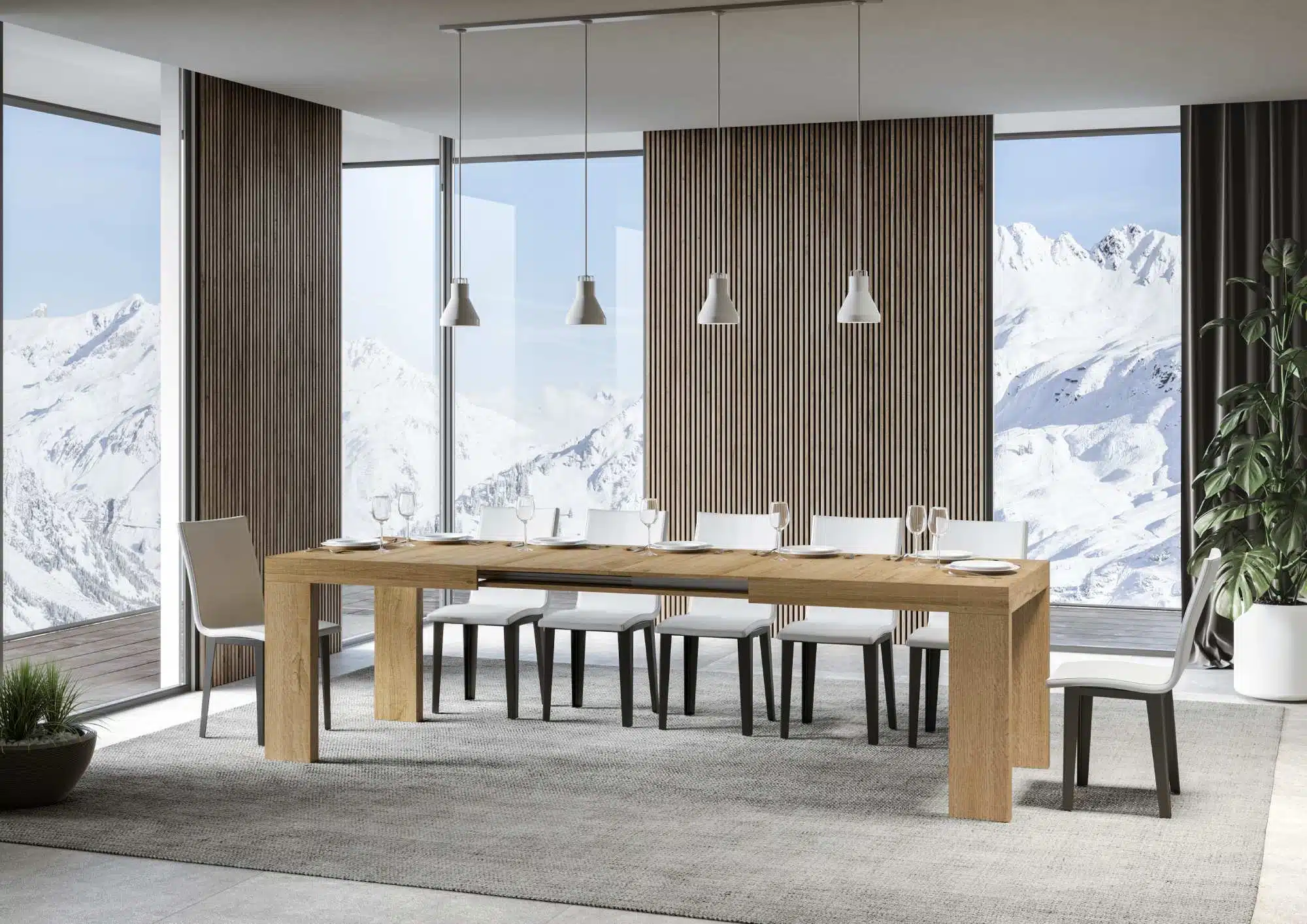 Tavolo allungabile 160/264x90 cm Roxell quercia natura - immagine 3
