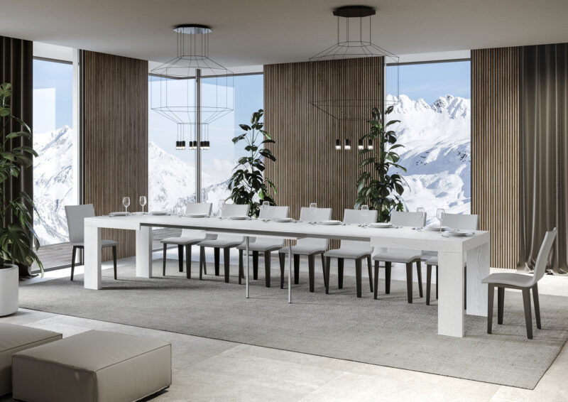 Tavolo allungabile 120/380x90 cm Roxell bianco frassino - immagine 4