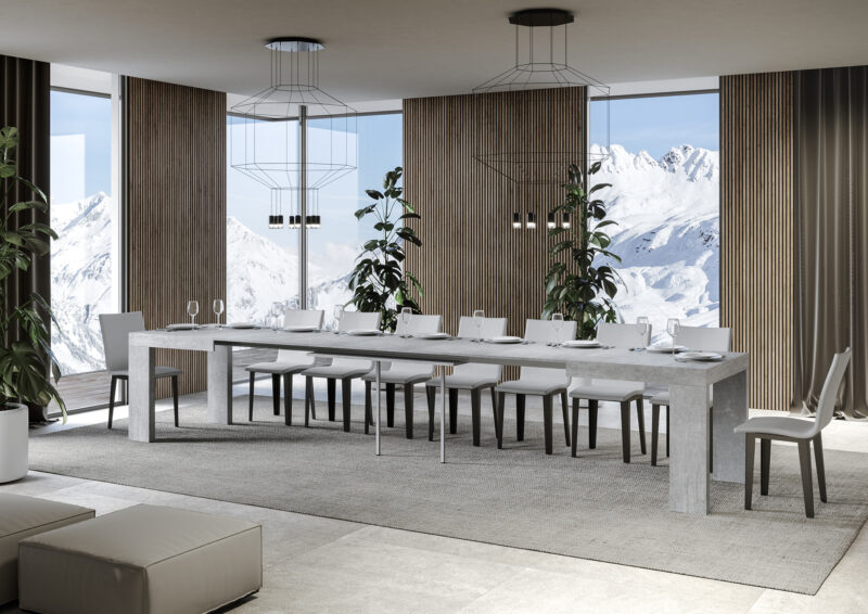 Tavolo allungabile 130/390x90 cm Roxell cemento - immagine 4