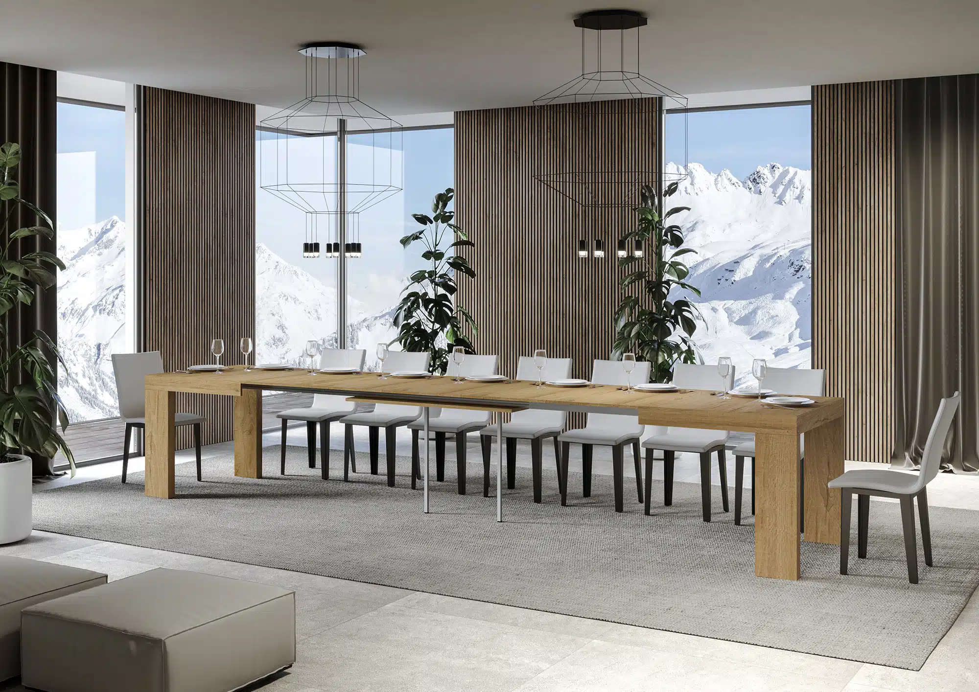 Tavolo allungabile 200/460x90 cm Roxell quercia natura - immagine 4