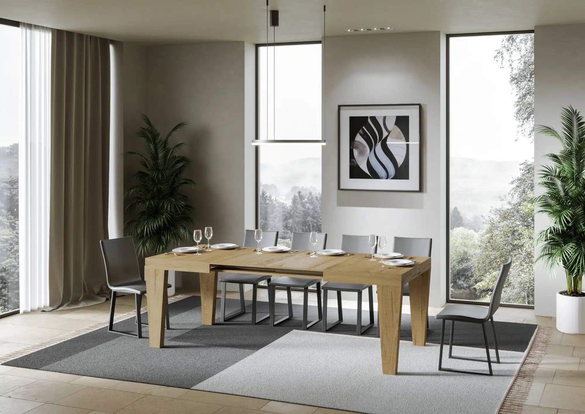 Tavolo allungabile 120/380x90 cm Spimbo quercia natura - immagine 3