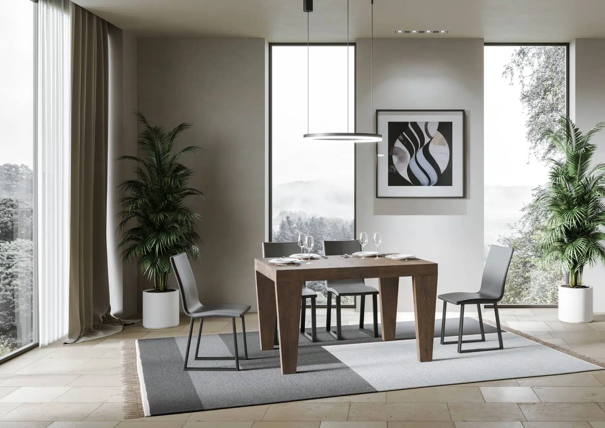 Tavolo allungabile 120/380x90 cm Spimbo noce - immagine 2