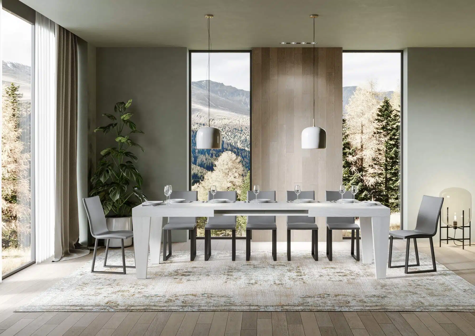Tavolo allungabile 200/304x90 cm Spimbo bianco frassino - immagine 3