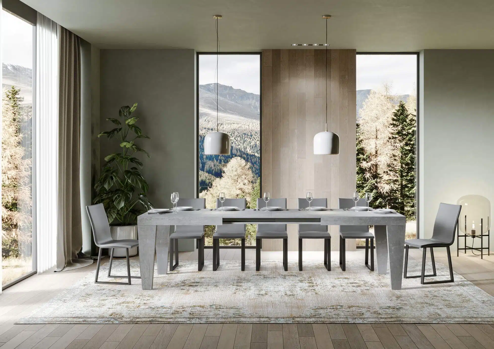 Tavolo allungabile 200/304x90 cm Spimbo cemento - immagine 3