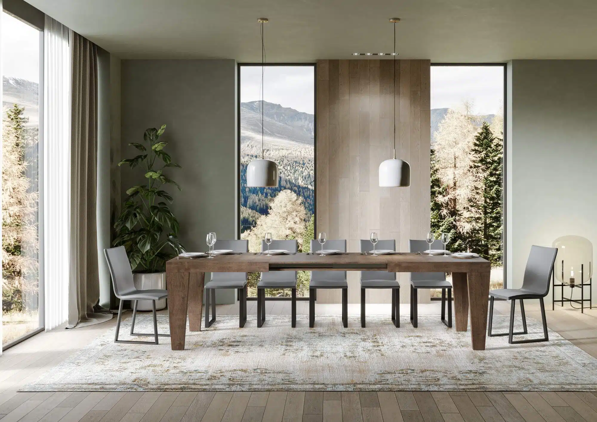 Tavolo allungabile 160/264x90 cm Spimbo noce - immagine 3