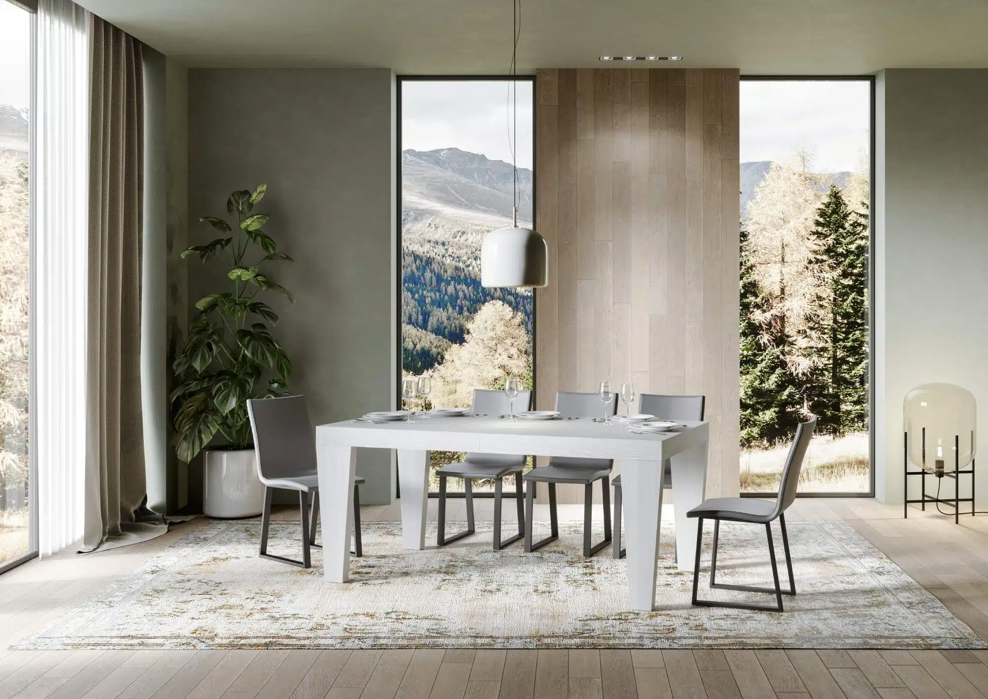 Tavolo allungabile 200/304x90 cm Spimbo bianco frassino - immagine 2