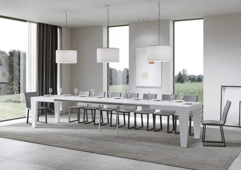 Tavolo allungabile 120/380x90 cm Spimbo bianco frassino - immagine 4
