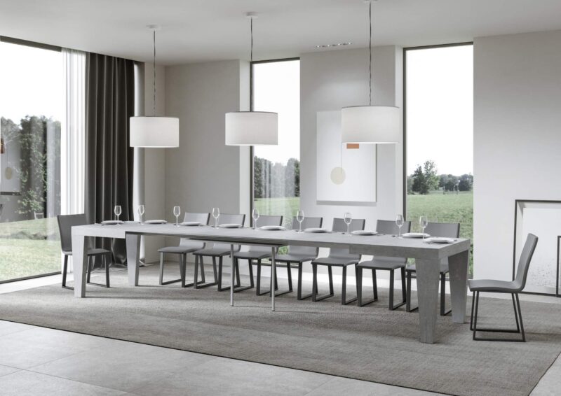 Tavolo allungabile 130/390x90 cm Spimbo cemento - immagine 4