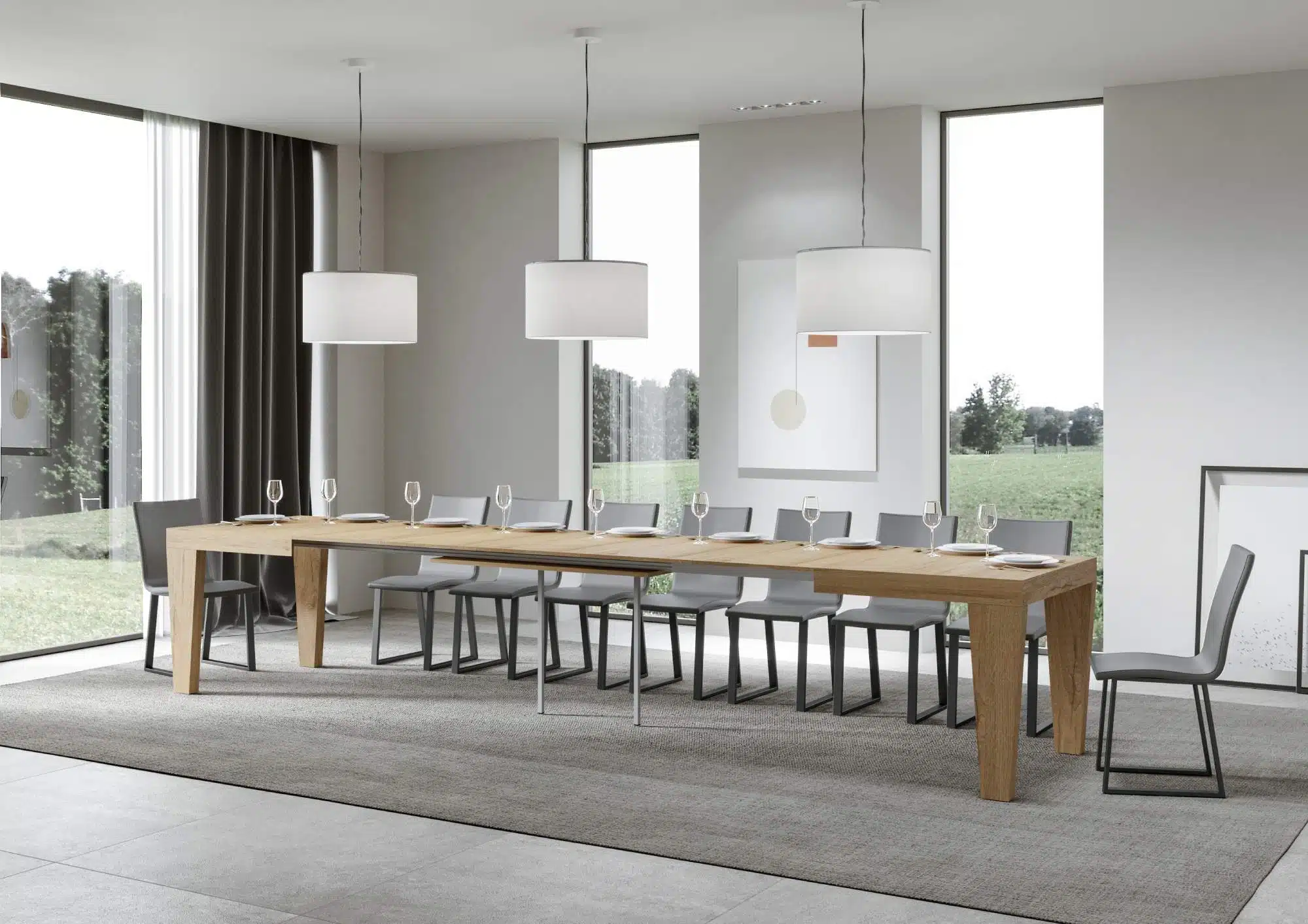 Tavolo allungabile 120/380x90 cm Spimbo quercia natura - immagine 4