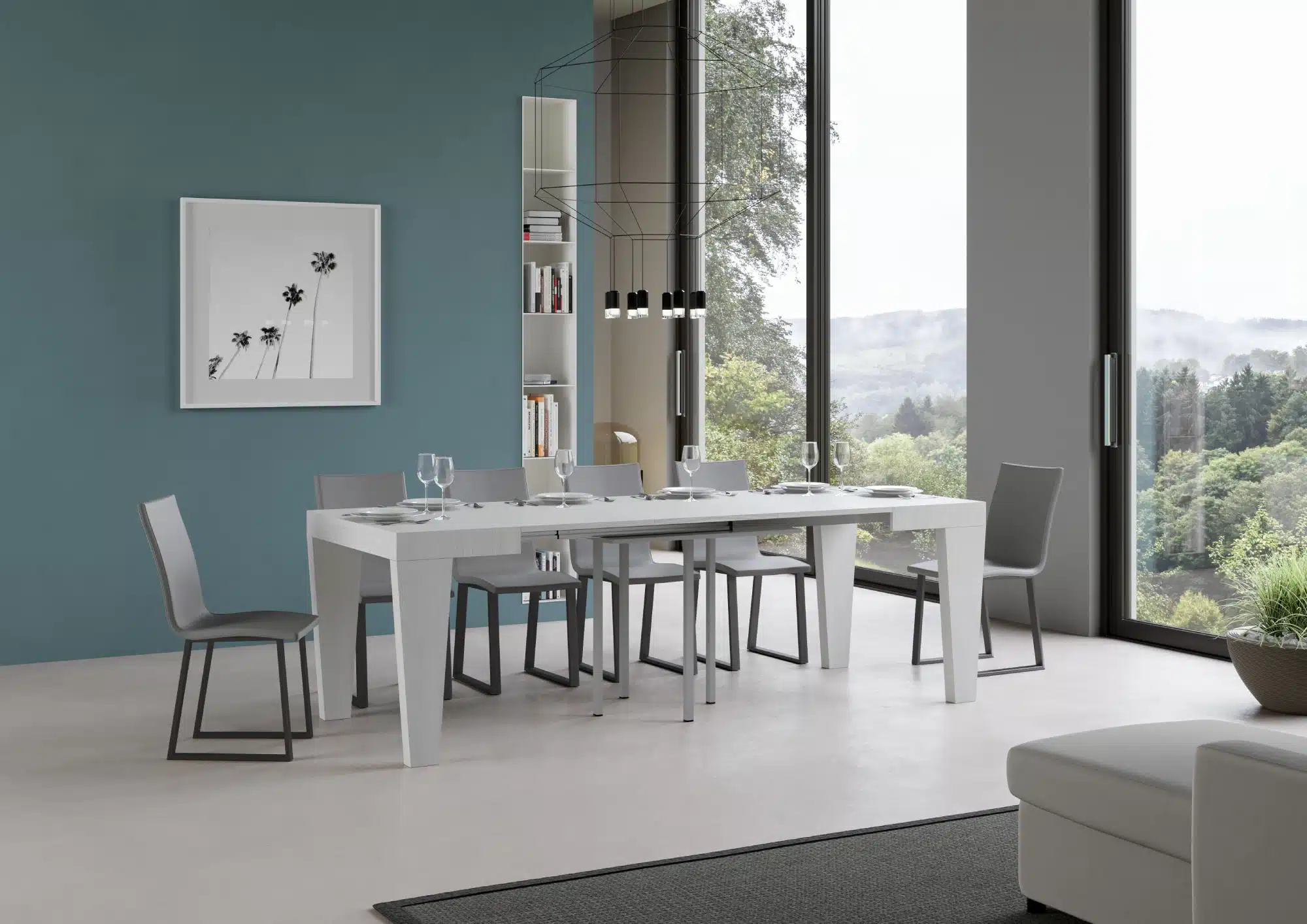 Tavolo allungabile 90/246x90 cm Spimbo bianco frassino - immagine 3