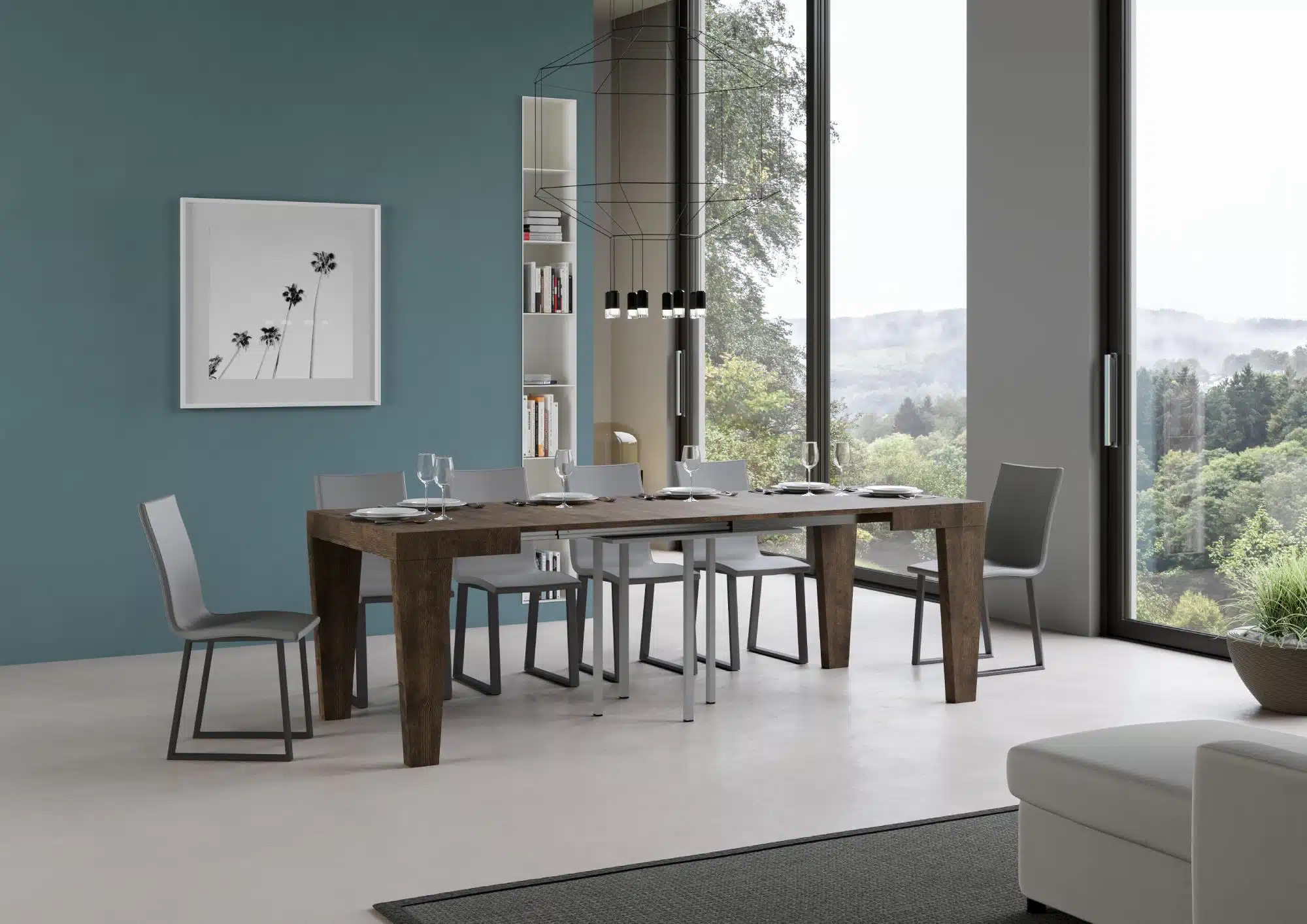 Tavolo allungabile 90/246x90 cm Spimbo noce - immagine 3