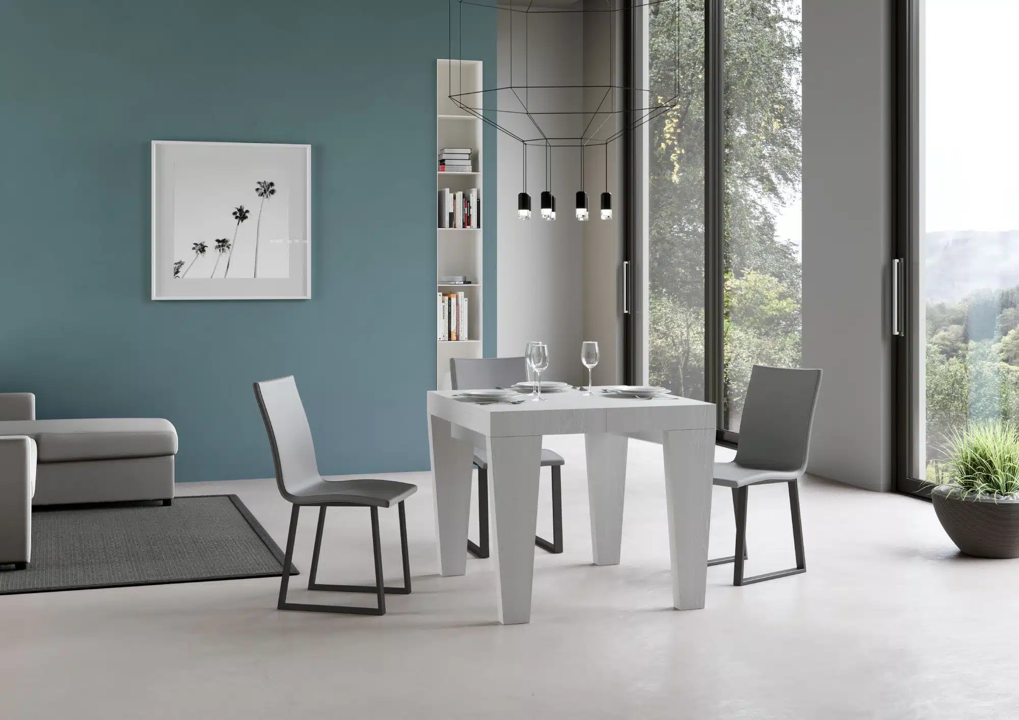 Tavolo allungabile 90/246x90 cm Spimbo bianco frassino - immagine 2