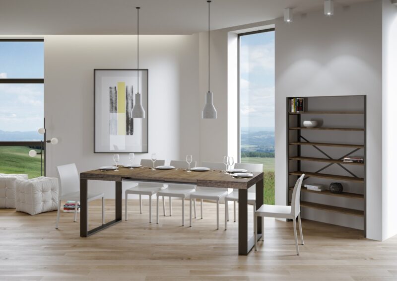 Tavolo allungabile 120/224x90 cm Tecno noce gambe antracite - immagine 3