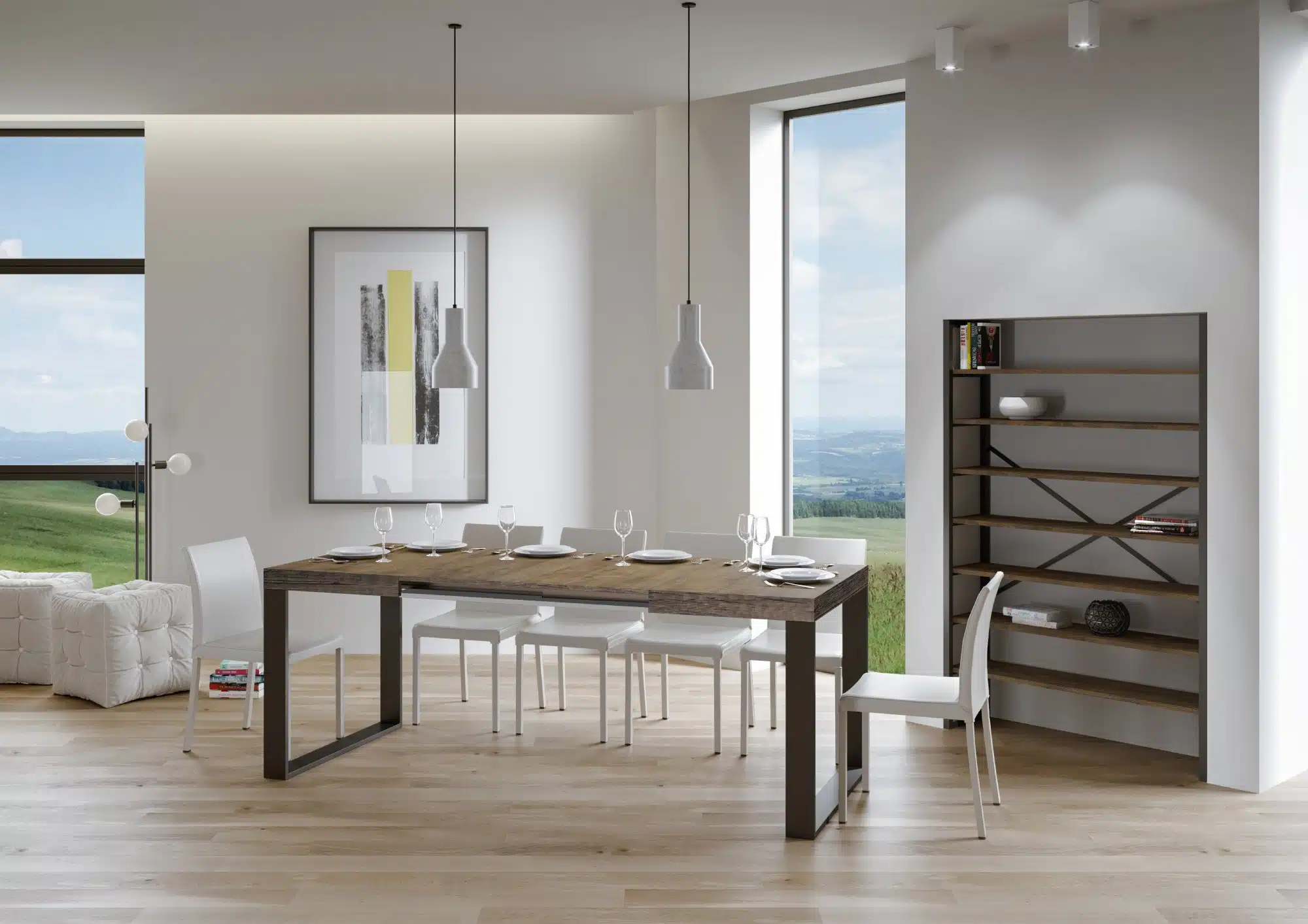 Tavolo allungabile 140/400x90 cm Tecno noce gambe antracite - immagine 3