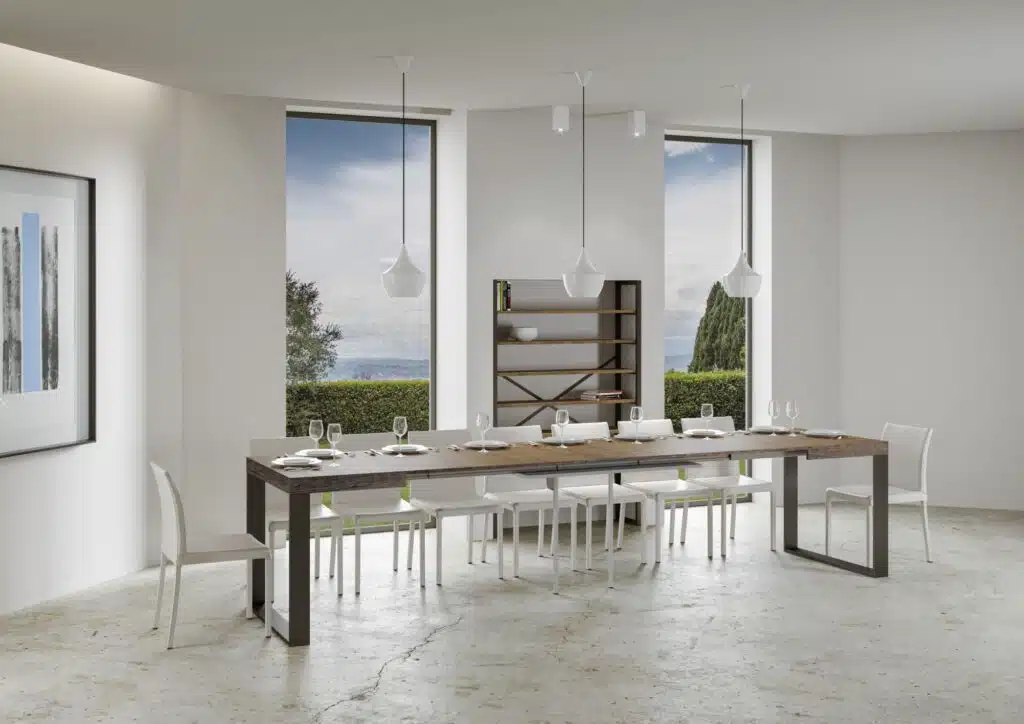 Tavolo allungabile 160/420x90 cm Tecno noce gambe antracite - foto 4