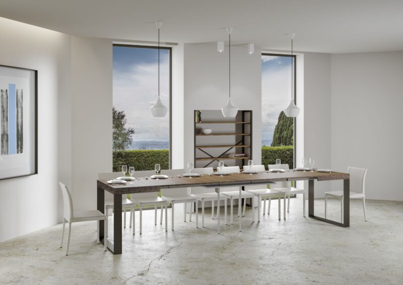 Tavolo allungabile 160/420x90 cm Tecno noce gambe antracite - immagine 4