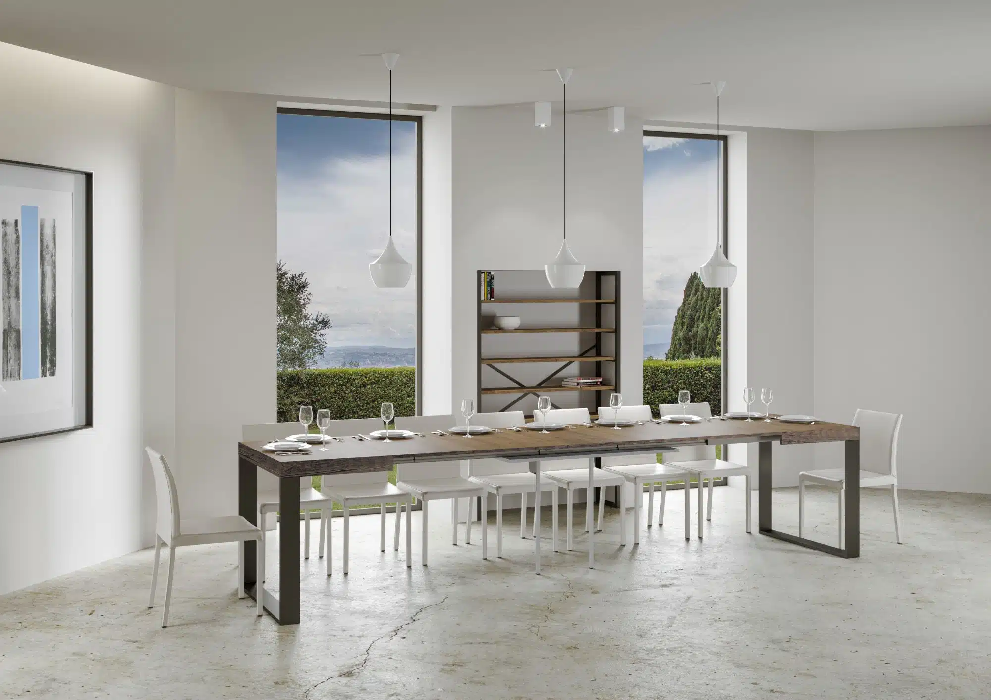 Tavolo allungabile 140/400x90 cm Tecno noce gambe antracite - immagine 4