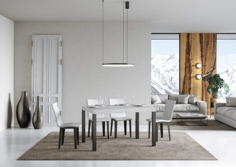 Tavolo allungabile 140/400x90 cm Everyday bianco frassino gambe antracite - immagine 2