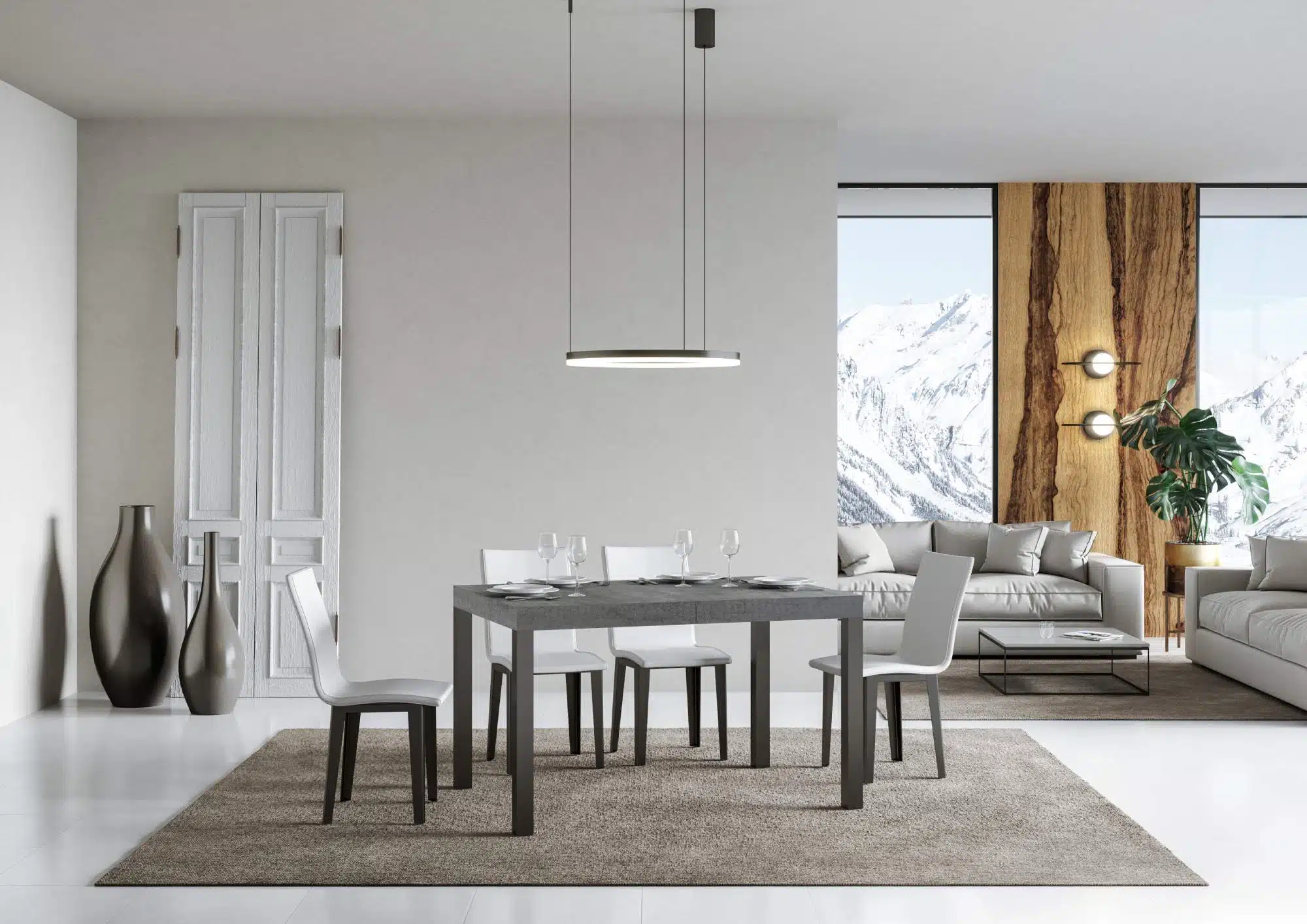 Tavolo allungabile 140/400x90 cm Everyday Premium cemento gambe antracite - immagine 2