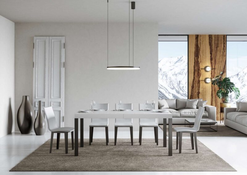 Tavolo allungabile 180/440x90 cm Everyday bianco frassino gambe antracite - immagine 2