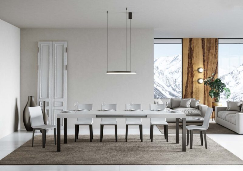 Tavolo allungabile 140/400x90 cm Everyday bianco frassino gambe antracite - immagine 3