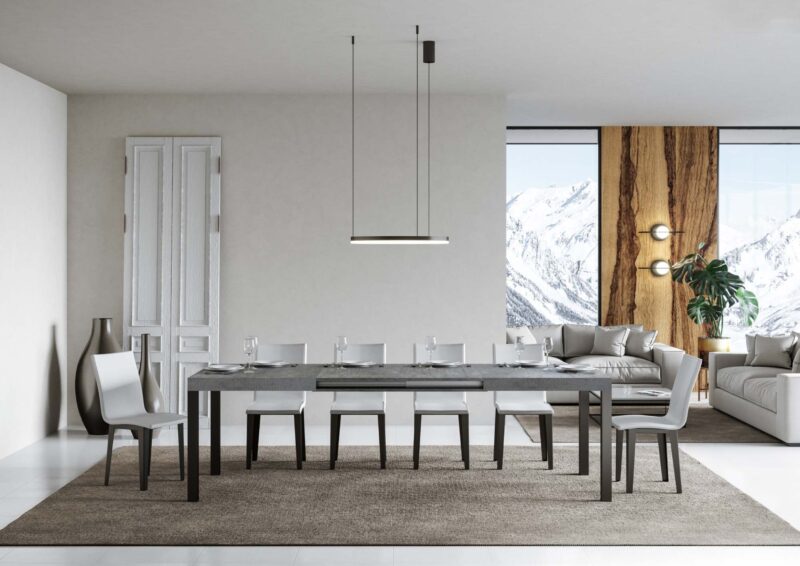 Tavolo allungabile 160/420x90 cm Everyday cemento gambe antracite - immagine 3