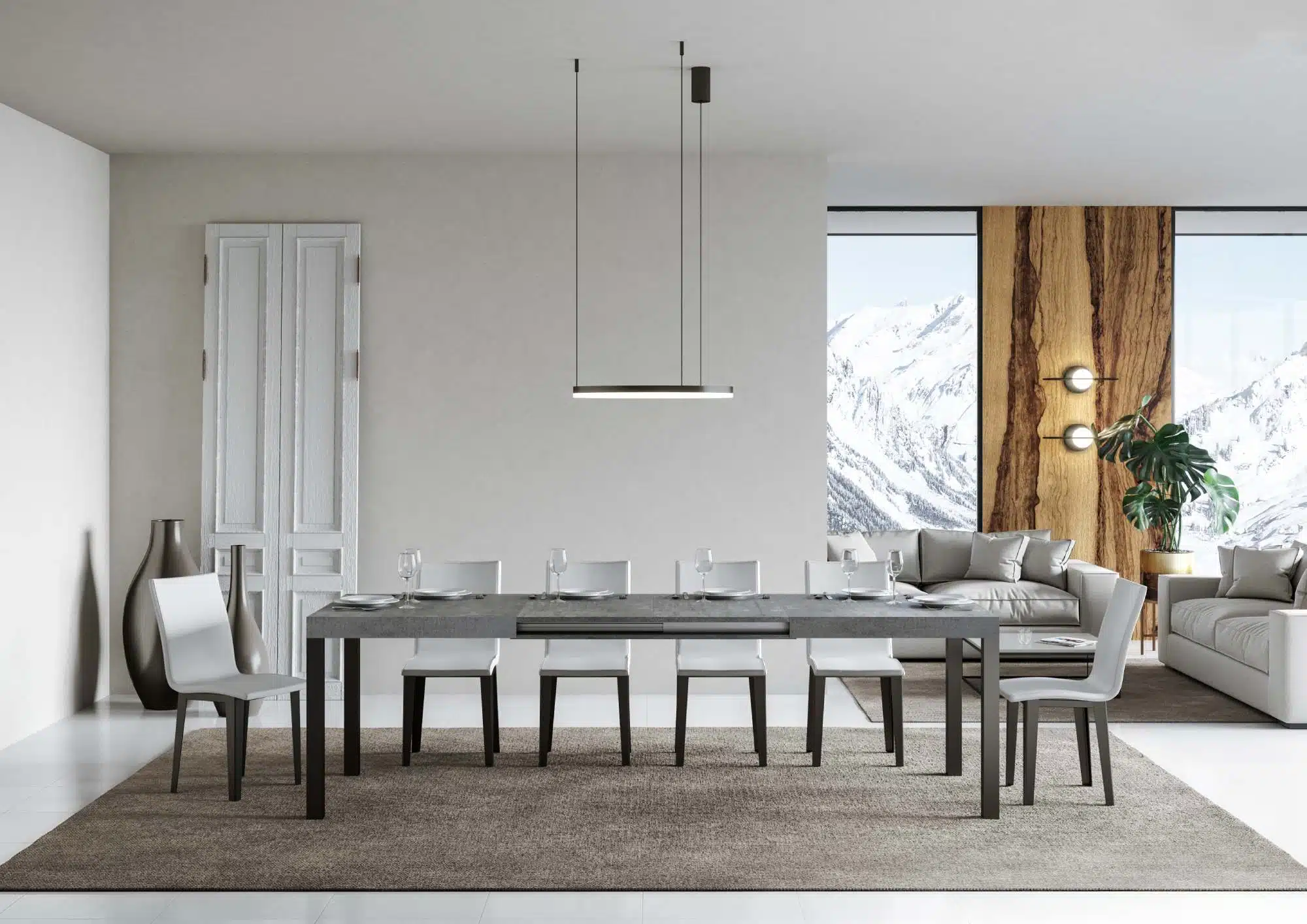 Tavolo allungabile 180/440x90 cm Everyday cemento gambe antracite - immagine 3