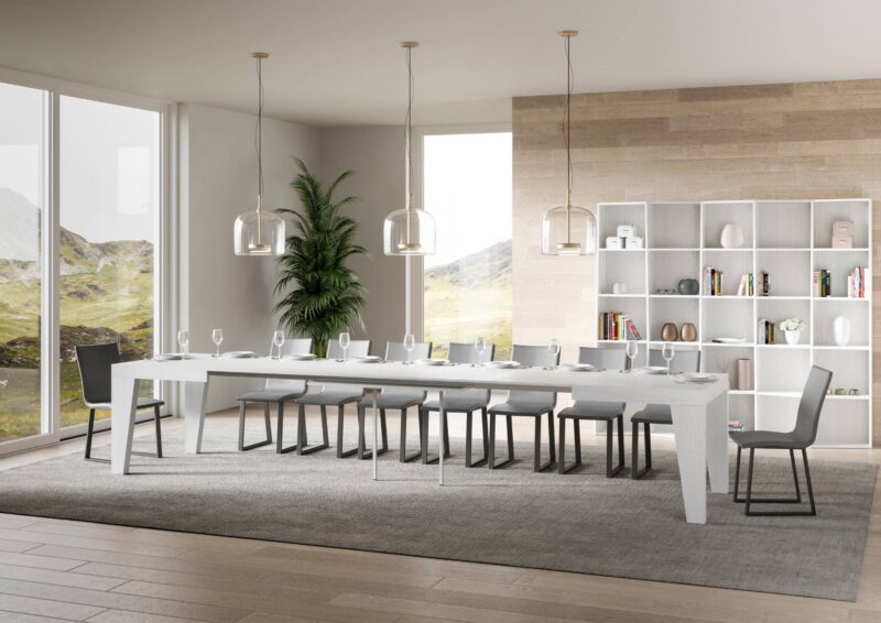 Tavolo allungabile 130/390x90 cm Naxy bianco frassino - immagine 4