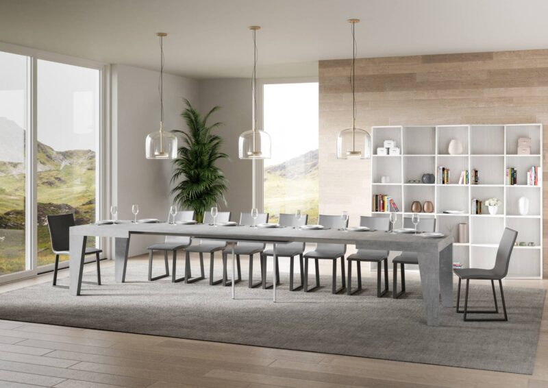 Tavolo allungabile 120/380x90 cm Naxy cemento - immagine 4
