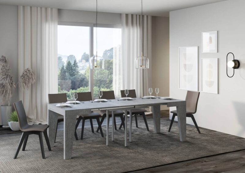 Tavolo allungabile 90/246x90 cm Naxy cemento - immagine 3