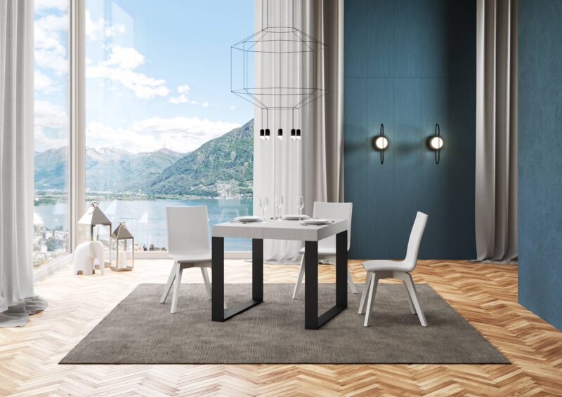 Tavolo allungabile 90/246x90 cm Tecno Premium bianco frassino gambe antracite - immagine 2