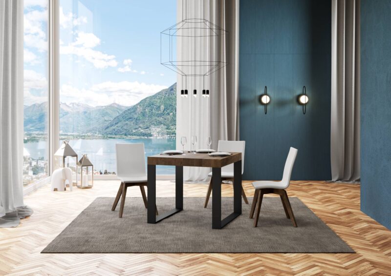 Tavolo allungabile 90/246x90 cm Tecno Premium noce gambe antracite - immagine 2