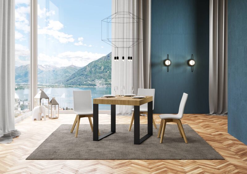 Tavolo allungabile 90/246x90 cm Tecno Premium quercia natura gambe antracite - immagine 2
