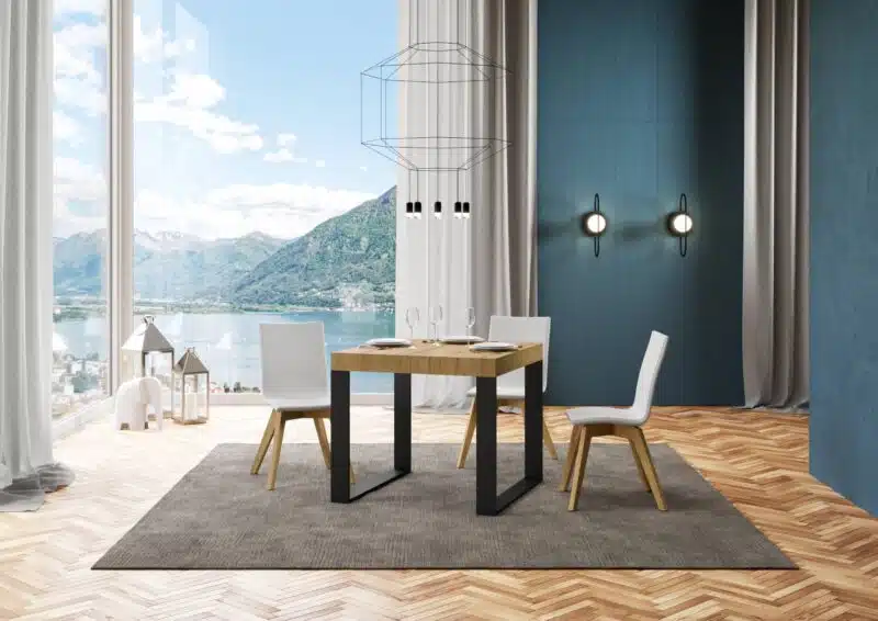 Tavolo allungabile 90/246x90 cm Tecno quercia natura gambe antracite - foto 2