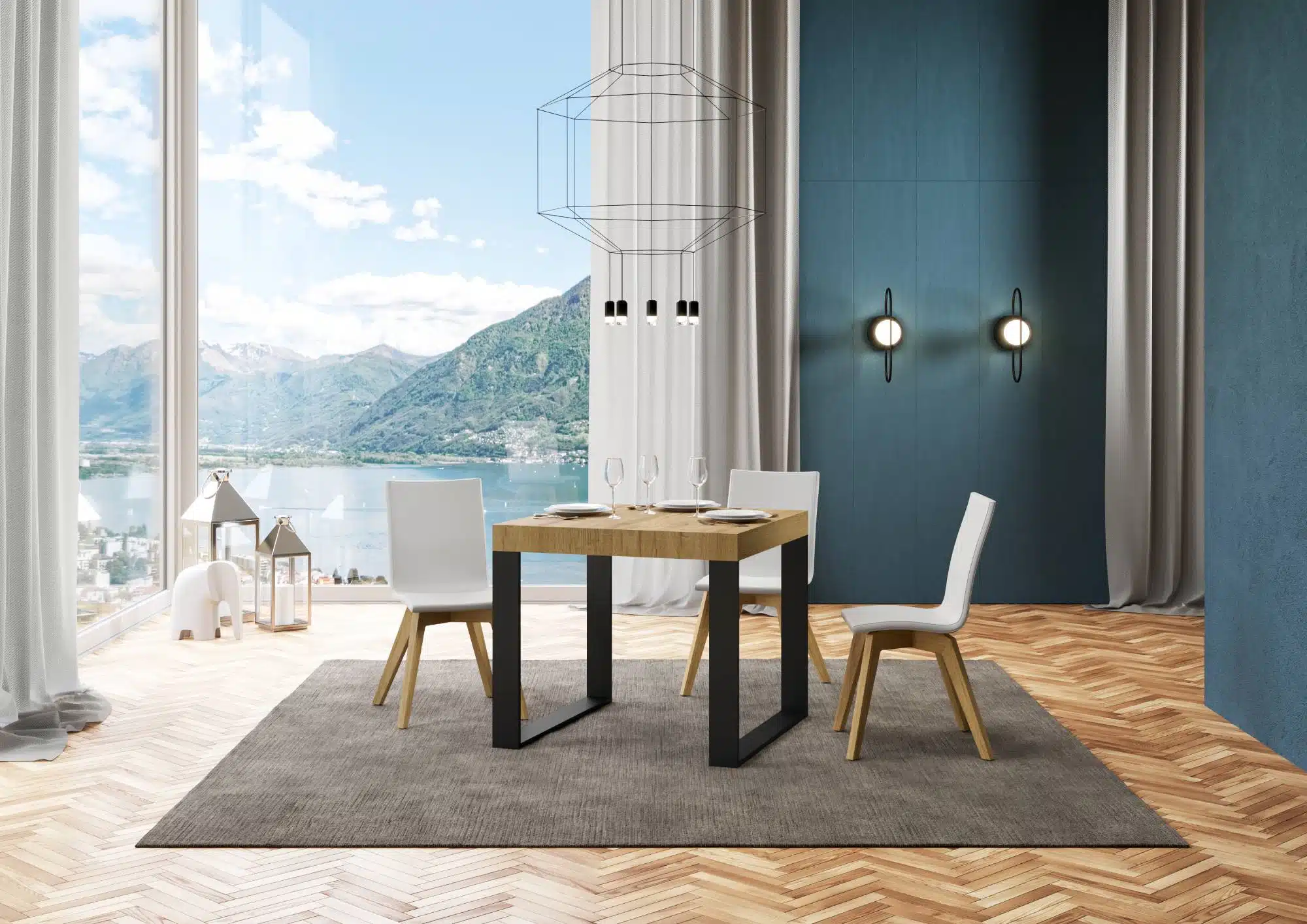 Tavolo allungabile 90/246x90 cm Tecno quercia natura gambe antracite - immagine 2