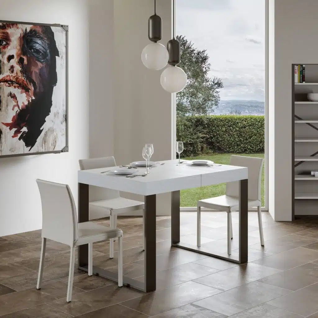 Tavolo allungabile 120/224x90 cm Tecno bianco frassino gambe antracite - foto 2