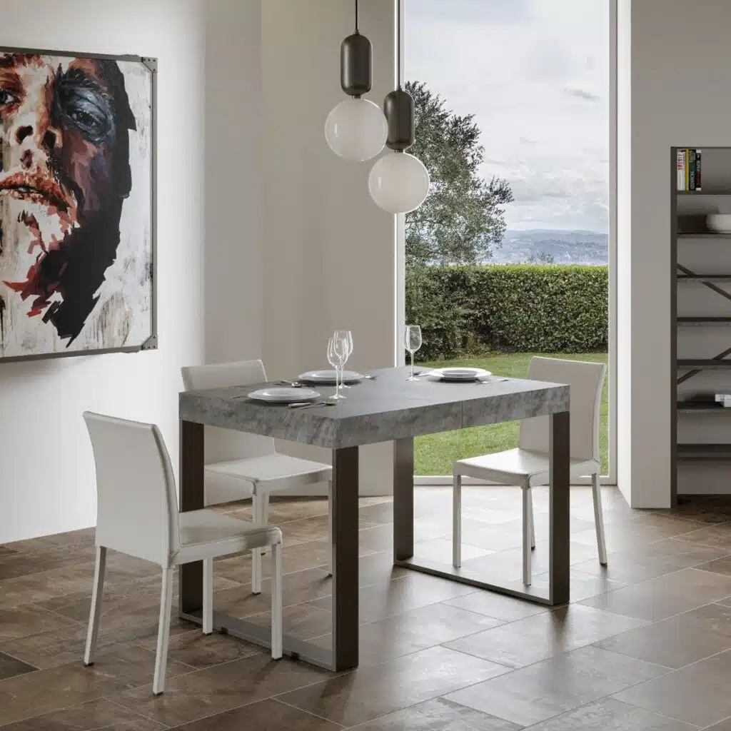 Tavolo allungabile 130/234x90 cm Tecno cemento gambe antracite - foto 2