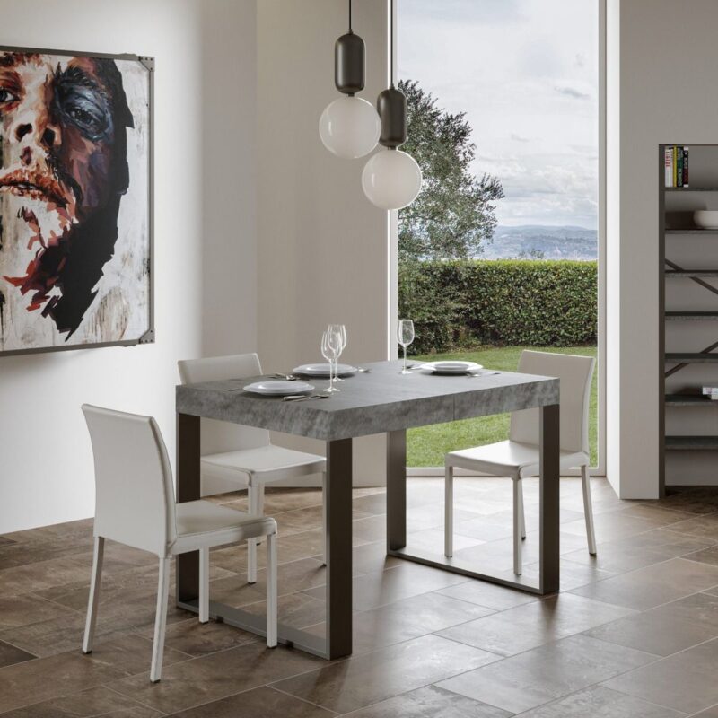 Tavolo allungabile 120/224x90 cm Tecno cemento gambe antracite - immagine 2