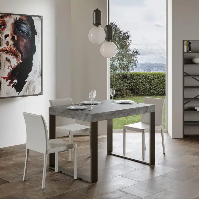 Tavolo allungabile 130/234x90 cm Tecno cemento gambe antracite - foto 2