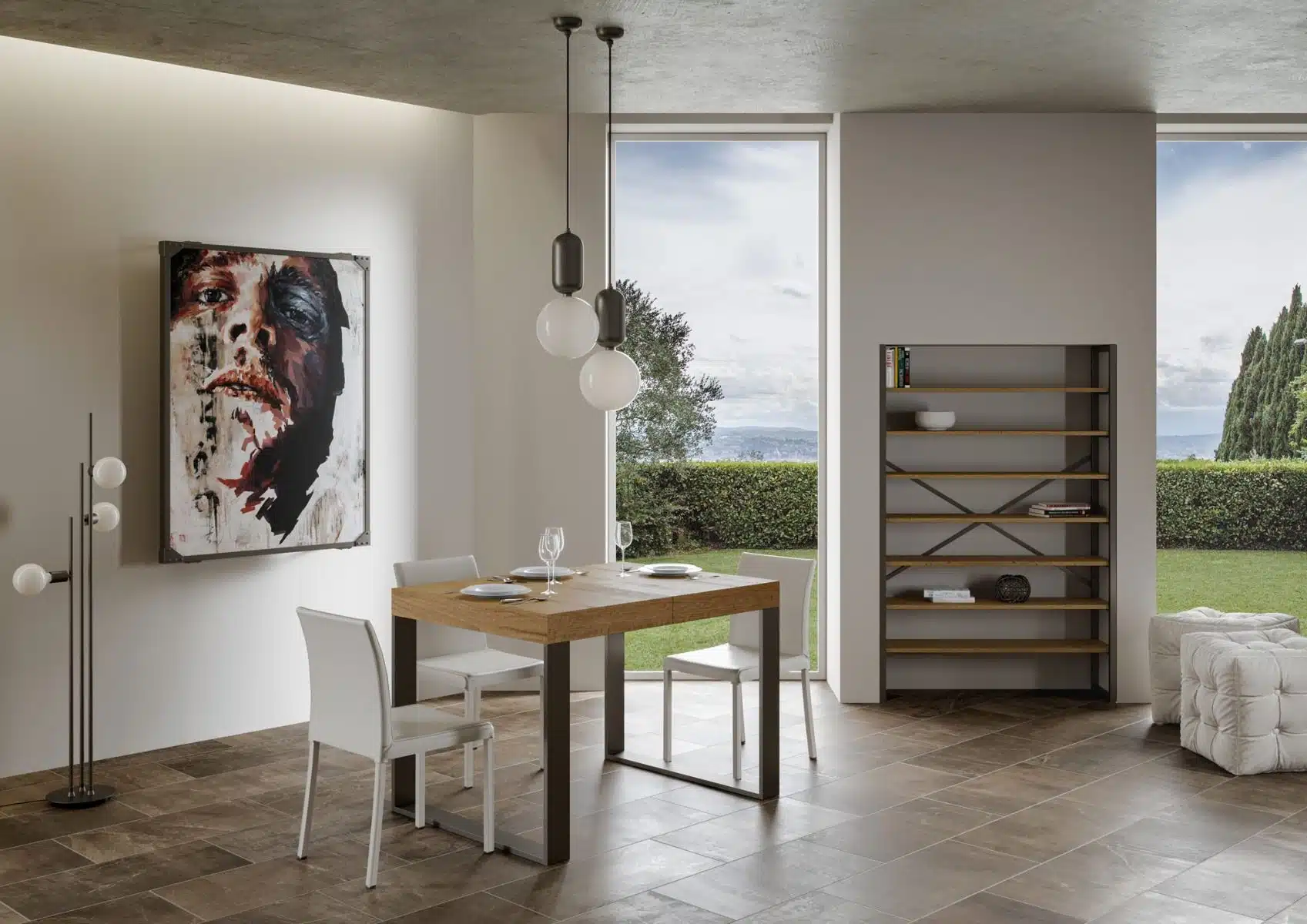 Tavolo allungabile 140/244x90 cm Tecno quercia natura gambe antracite - immagine 2